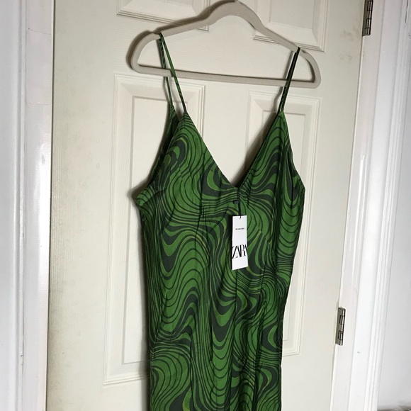 NEW Zara printed the Lara dress green midi XL womens - Picture 8 of 12